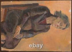 Tableau ancien huile impressionniste portrait de dame