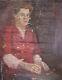 Tableau ancien huile impressionniste portrait de femme