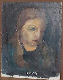 Tableau ancien huile impressionniste portrait de femme