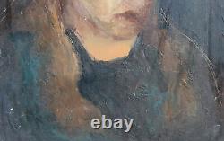 Tableau ancien huile impressionniste portrait de femme