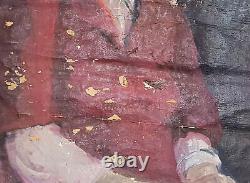 Tableau ancien huile impressionniste portrait de femme