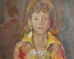 Tableau ancien huile impressionniste portrait de fille