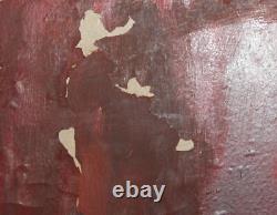 Tableau ancien huile impressionniste portrait de vieil homme