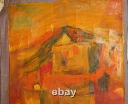 Tableau ancien huile maison paysage expressionniste