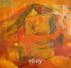 Tableau ancien huile maison paysage expressionniste
