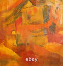 Tableau ancien huile maison paysage expressionniste