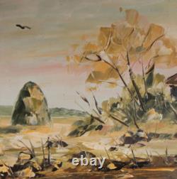 Tableau ancien huile maison paysage impressionniste signé