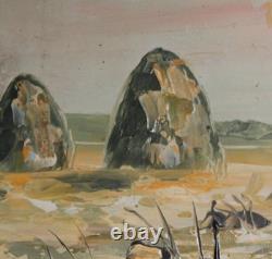 Tableau ancien huile maison paysage impressionniste signé