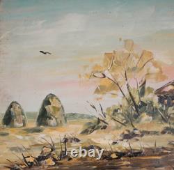 Tableau ancien huile maison paysage impressionniste signé