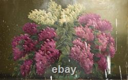 Tableau ancien huile nature morte à fleur de lilas