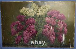 Tableau ancien huile nature morte à fleur de lilas