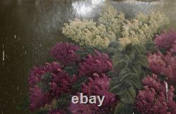 Tableau ancien huile nature morte à fleur de lilas