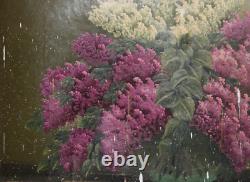 Tableau ancien huile nature morte à fleur de lilas