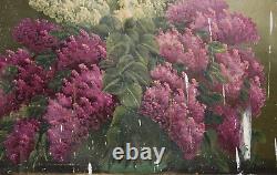 Tableau ancien huile nature morte à fleur de lilas