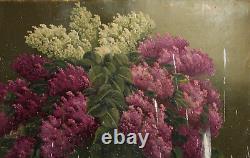 Tableau ancien huile nature morte à fleur de lilas