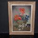 Tableau ancien huile nature morte aux fleurs coquelicot fleurs marguerites HSP