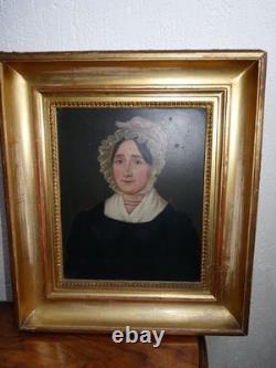 Tableau ancien huile panneau 19 th portrait de femme old painting portrait