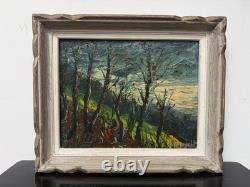 Tableau ancien huile paysage 37x31cm signé Emile Obrecht peintre alsacien