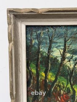 Tableau ancien huile paysage 37x31cm signé Emile Obrecht peintre alsacien