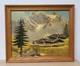 Tableau ancien huile paysage alpin Berghof ann&eacute;es 1960 1970 cadre bois