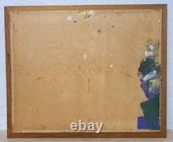 Tableau ancien huile paysage alpin Berghof années 1960 1970 cadre bois