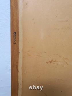 Tableau ancien huile paysage alpin Berghof années 1960 1970 cadre bois