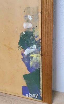 Tableau ancien huile paysage alpin Berghof années 1960 1970 cadre bois