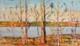 Tableau ancien huile paysage arbres