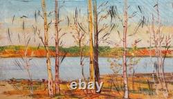 Tableau ancien huile paysage arbres