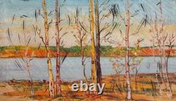 Tableau ancien huile paysage arbres