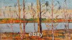 Tableau ancien huile paysage arbres