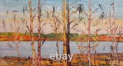 Tableau ancien huile paysage arbres