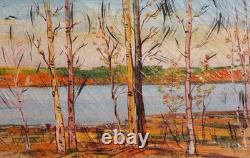 Tableau ancien huile paysage arbres