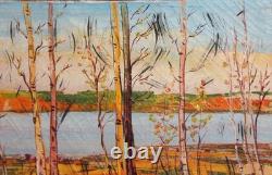 Tableau ancien huile paysage arbres