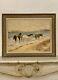 Tableau ancien huile paysage chevaux Camargue scène de genre les gens du cirque