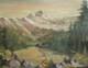 Tableau ancien huile paysage de montagne