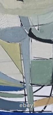 Tableau ancien huile paysage foret composition abstraite signé