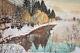 Tableau ancien huile paysage hiver