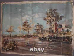 Tableau ancien huile paysage impressionniste signé