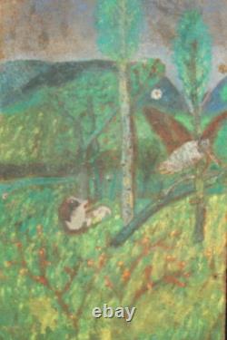 Tableau ancien huile paysage impressionniste signé