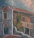 Tableau ancien huile paysage maison