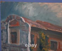Tableau ancien huile paysage maison