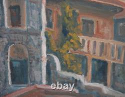 Tableau ancien huile paysage maison