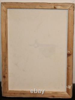 Tableau ancien huile paysage maison de village