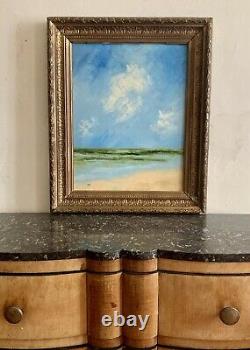 Tableau ancien huile paysage marin bord de mer Impressionnisme cadre Brabizon