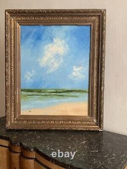 Tableau ancien huile paysage marin bord de mer Impressionnisme cadre Brabizon