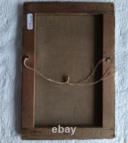 Tableau ancien huile paysage massif montagne toitures rouges impressionnisme