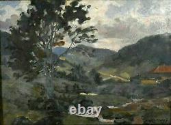 Tableau ancien huile paysage montagne signé Jean Didier-Tourné (1882-1967)