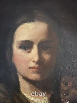 Tableau ancien huile portrait