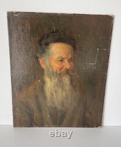 Tableau ancien huile portrait Léonard de Vinci Dario Barbosa 1880-1952 Brésil